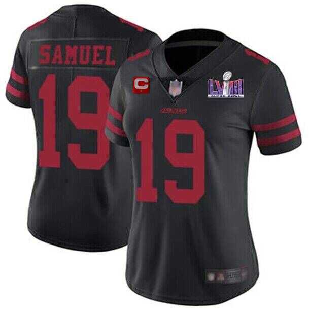 Women%27s San Francisco 49ers #19 Deebo Samuel Black Super Bowl LVIII Patch And 1-star C Patch Vapor Untouchable Limited Stitched Jersey(Run Small)